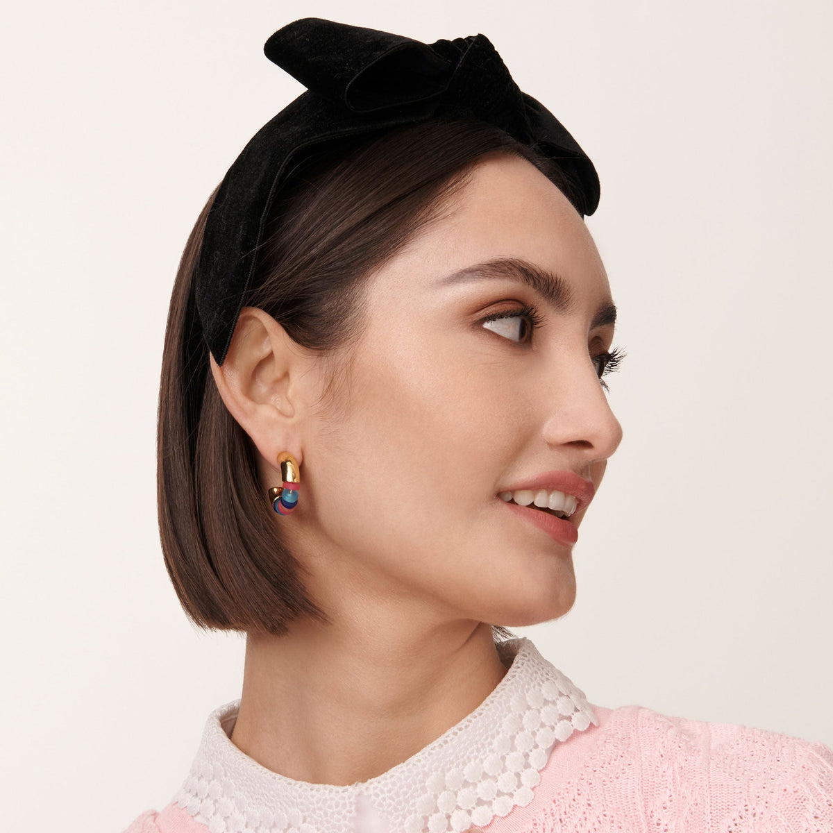 Lele Sadoughi HEADBANDS ONE SIZE / JET JET SHIRLEY WIDE RIBBON HEADBAND