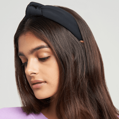 Lele Sadoughi HEADBANDS ONE SIZE / JET NEOPRENE JET NEOPRENE KNOTTED HEADBAND