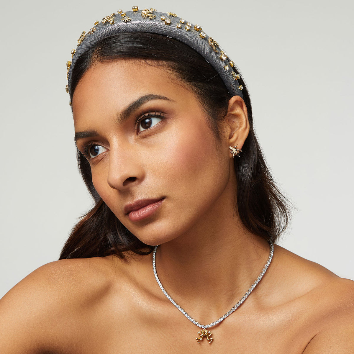 Lele Sadoughi HEADBANDS ONE SIZE / PEWTER PEWTER GEMINI ALICE HEADBAND