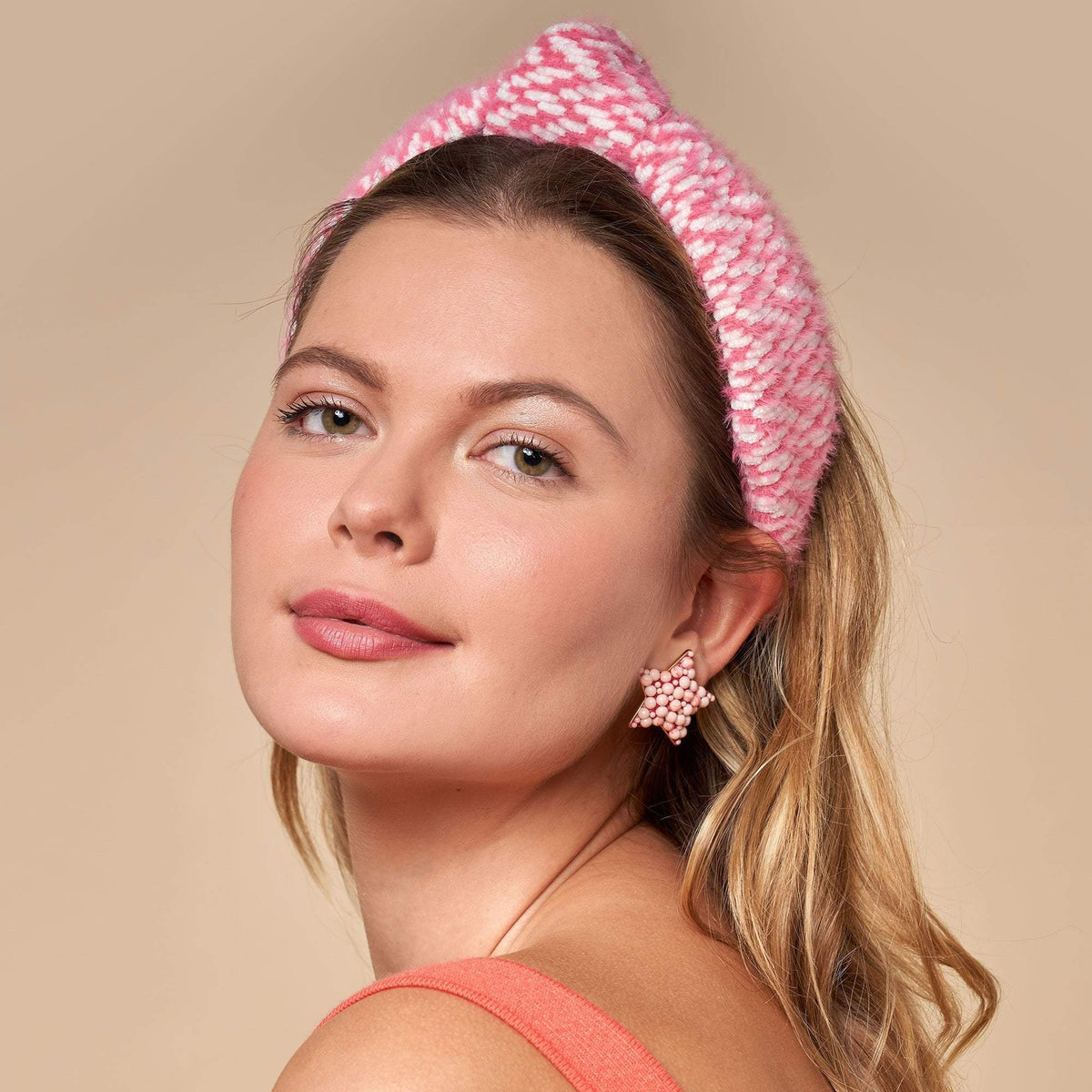 Lele Sadoughi HEADBANDS ONE SIZE / PINK PINK KNITTED KNOTTED HEADBAND