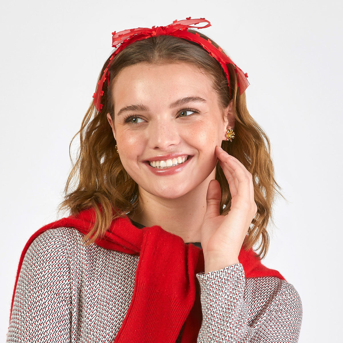 Lele Sadoughi HEADBANDS ONE SIZE / RED HEARTS RED HEARTS BARDOT RIBBON SLIM HEADBAND