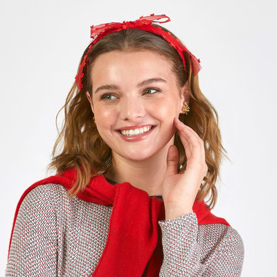 Lele Sadoughi HEADBANDS ONE SIZE / RED HEARTS RED HEARTS BARDOT RIBBON SLIM HEADBAND