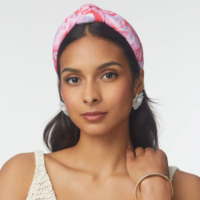 Lele Sadoughi HEADBANDS ONE SIZE / ROSADO MARBLE ROSADO MARBLE PRINTED KNOTTED HEADBAND