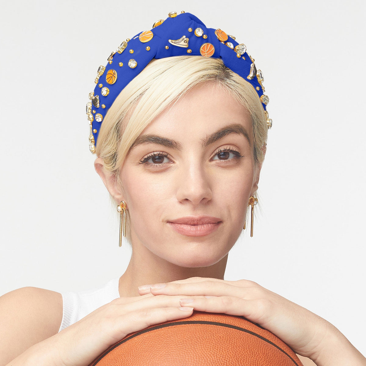 Lele Sadoughi HEADBANDS ONE SIZE ROYAL BLUE BASKETBALL KNOTTED HEADBAND