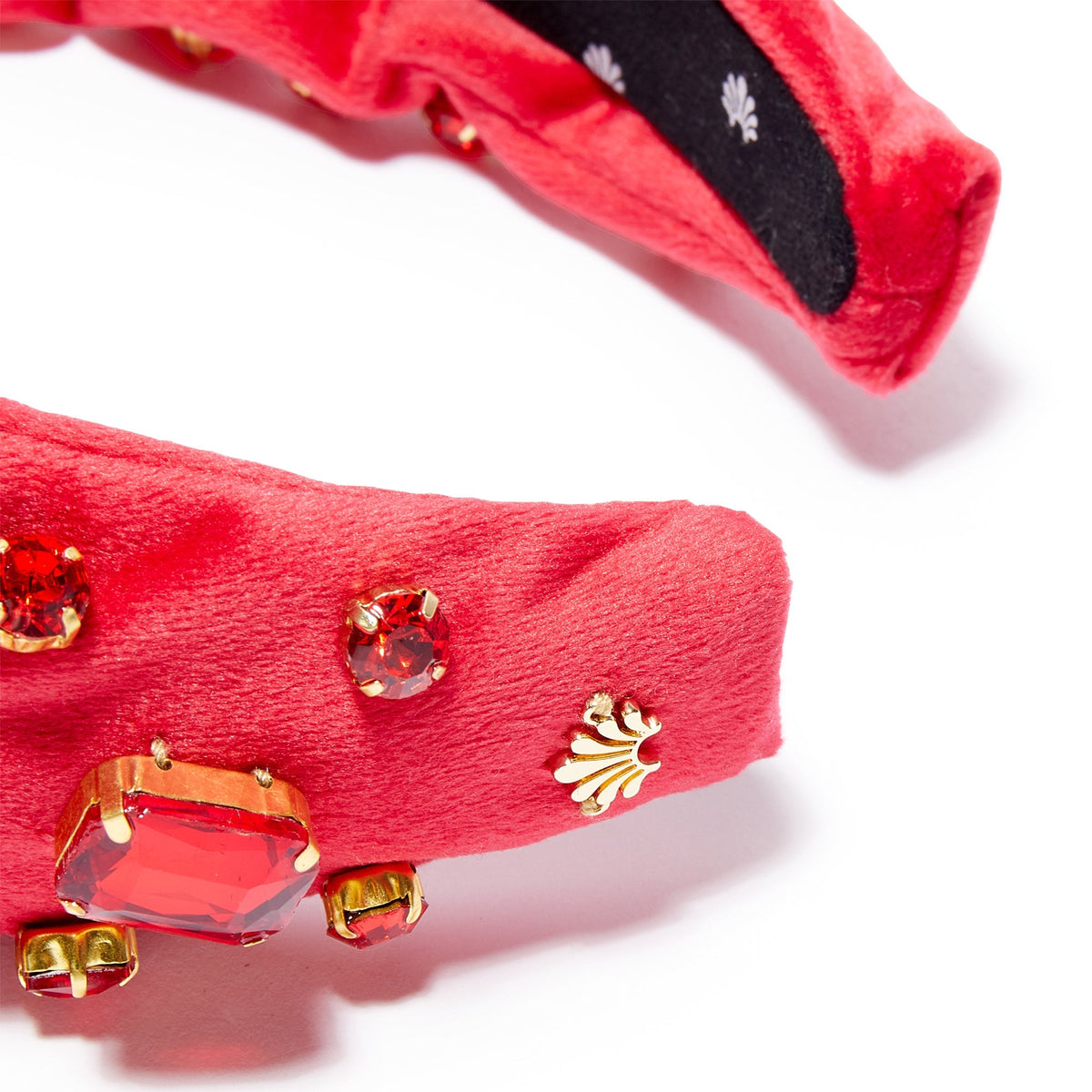 Lele Sadoughi HEADBANDS ONE SIZE / RUBY RUBY RECTANGLE CRYSTAL VELVET KNOTTED HEADBAND