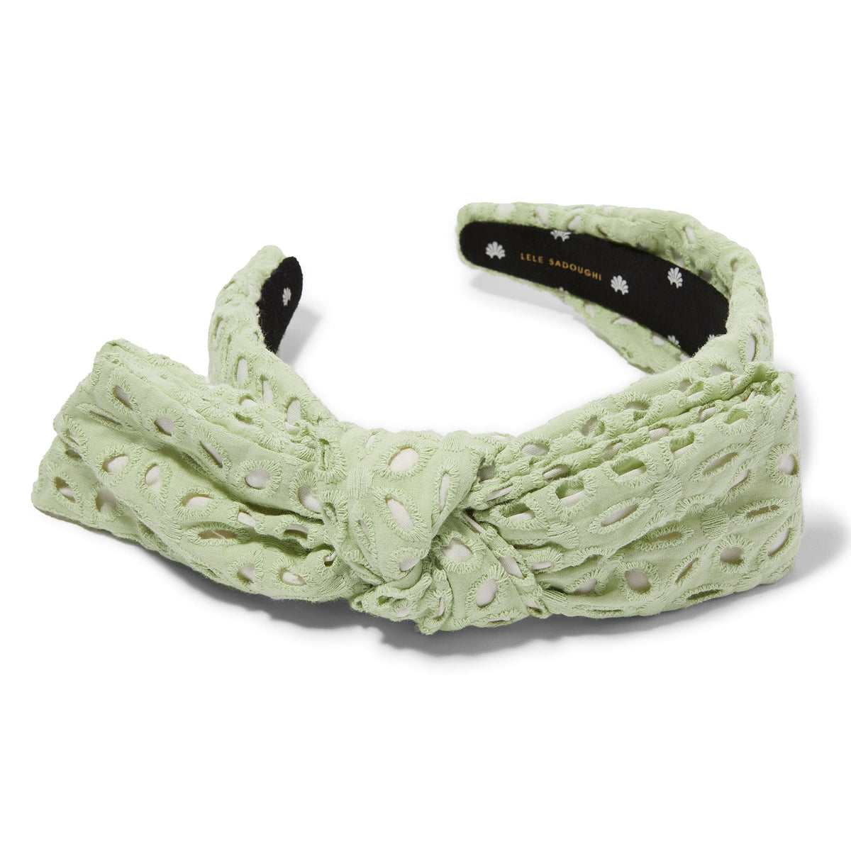 Lele Sadoughi HEADBANDS ONE SIZE / SAGE SAGE EYELET HOLLY BOW HEADBAND