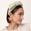 Lele Sadoughi HEADBANDS ONE SIZE / SAGE SAGE EYELET HOLLY BOW HEADBAND