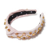 Lele Sadoughi HEADBANDS ONE SIZE / SPARKLING BLUSH SPARKLING BLUSH VELVET SLIM CANDY JEWELED KNOTTED HEADBAND
