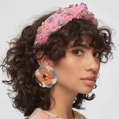 Lele Sadoughi HEADBANDS ONE SIZE TAFFY RAINBOW ZINNIA CRYSTAL PAILLETTE KNOTTED HEADBAND