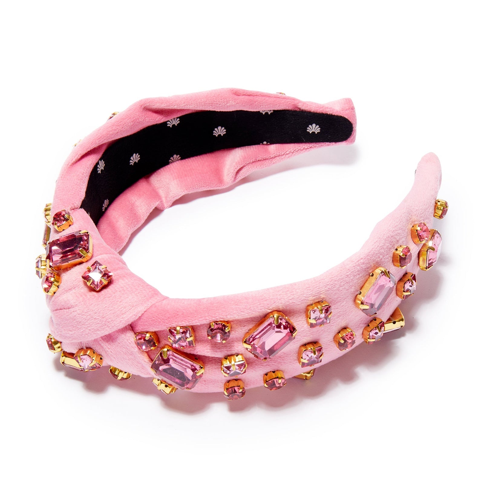 Lele Sadoughi HEADBANDS ONE SIZE / TOURMALINE TOURMALINE RECTANGLE CRYSTAL VELVET KNOTTED HEADBAND
