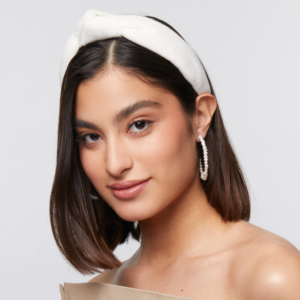 WHITE LINEN HEADBAND - Lele Sadoughi