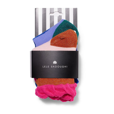 Lele Sadoughi HOSIERY ONE SIZE / ELECTRIC RAINBOW ELECTRIC RAINBOW SET OF 2 RUFFLE CONFETTI KIDS SOCKS