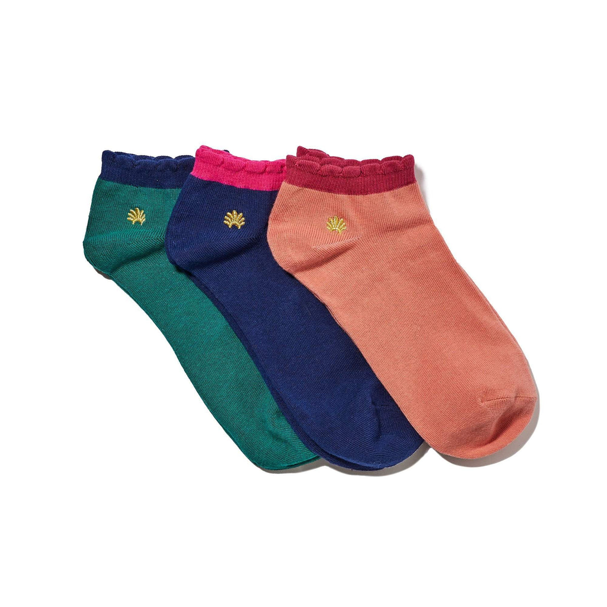 Lele Sadoughi HOSIERY ONE SIZE / MIDNIGHT FOREST MIDNIGHT FOREST SET OF 3 COUNTRY CLUB ANKLE SOCKS