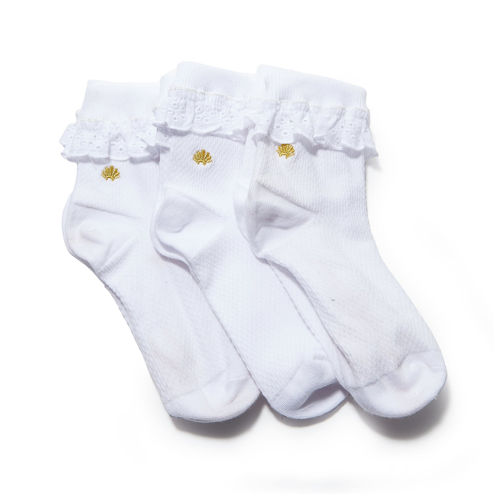 Lele Sadoughi HOSIERY ONE SIZE / WHITE WHITE SET OF 3 CINDY RUFFLE SOCKS