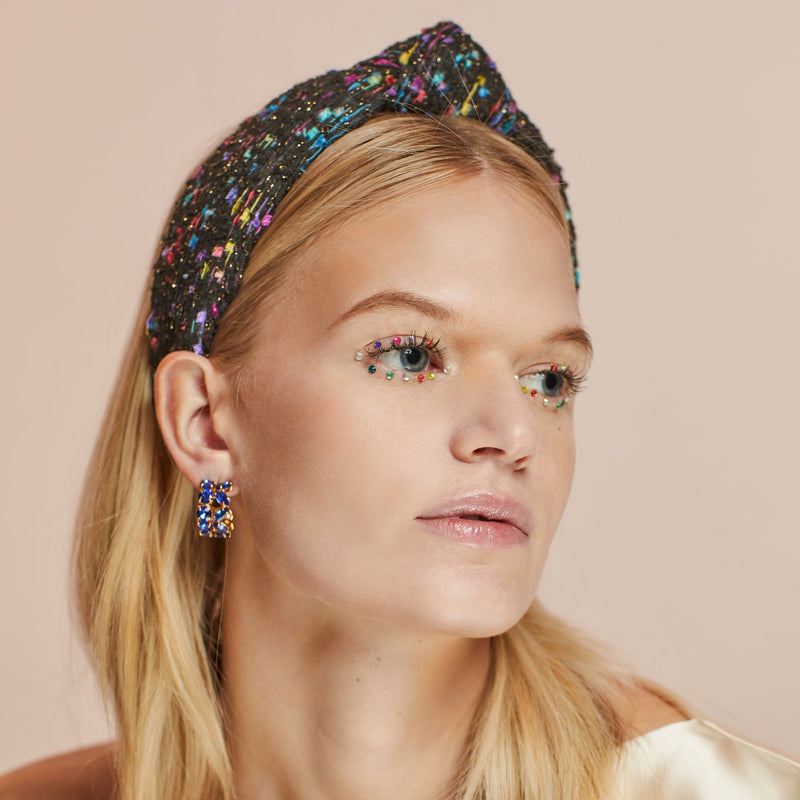 JET SHIMMER CONFETTI KNOTTED HEADBAND Lele Sadoughi