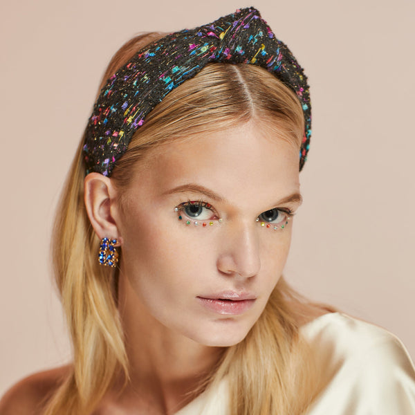 JET SHIMMER CONFETTI KNOTTED HEADBAND Lele Sadoughi